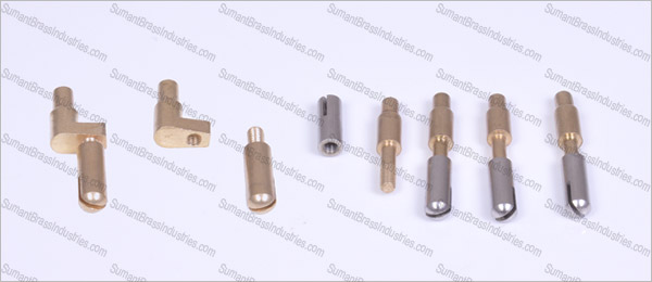 Brass V Type Bulb holder parts with stud, Outshal holder with pin